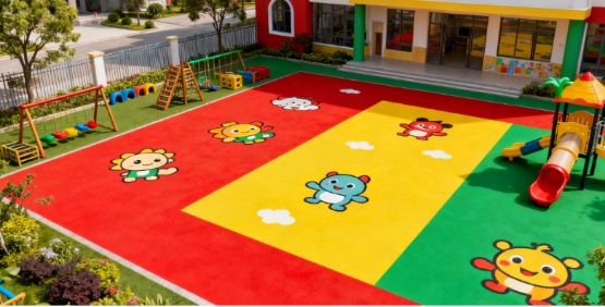 阳光宝贝幼儿园户外活动区塑胶地坪改造(图1)