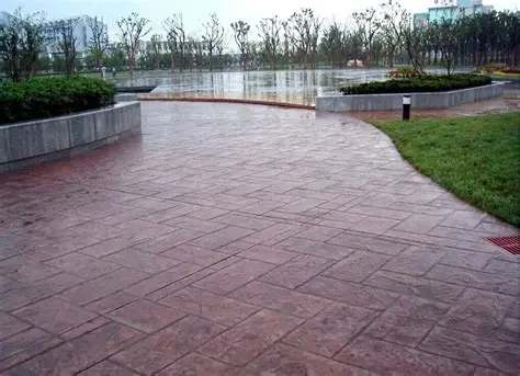 晟胜 彩色压模艺术地坪 景观园林与商业街铺装